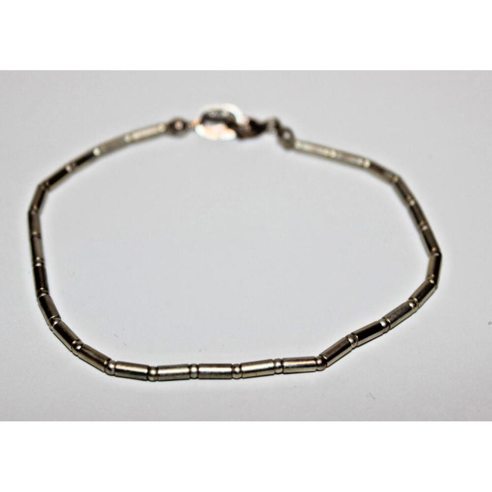 Vintage Sterling Silver Bar Link Bracelet 7.25in 2.75g Minimalist Tube
